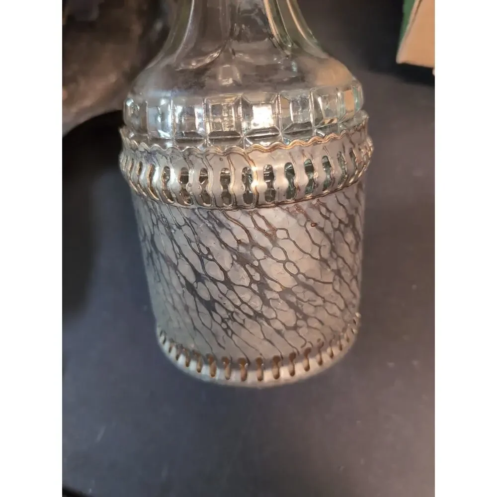 Gales of Sheffield England Vintage Silver Plate Crystal Glass Decanter Bottle